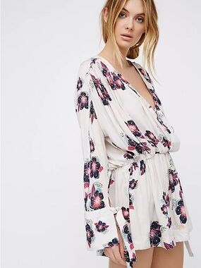 Free People Tuscan Dreams Floral Printed Wrap Tunic